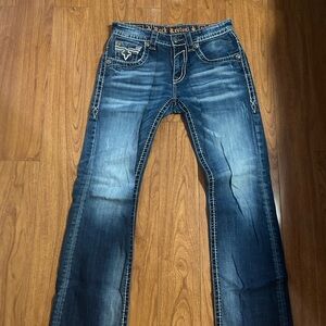 Rock Revival Men's Dark Blue Bootcut Jeans